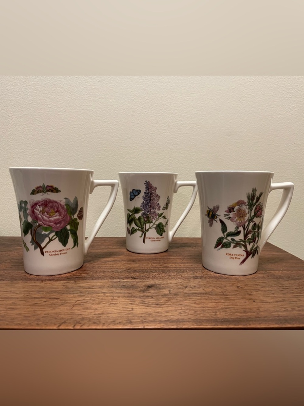 Portmeirion Botanic Garden Set of 3 Mugs - Lilac, Dog Rose & Shrubby Peony